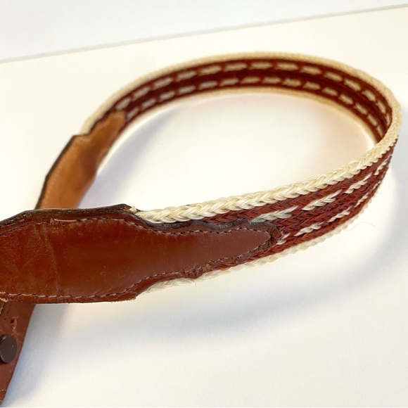 Vintage Hitched Horse Horsehair Belt Western Brown Leather Braided Unisex 26 28 main image 6